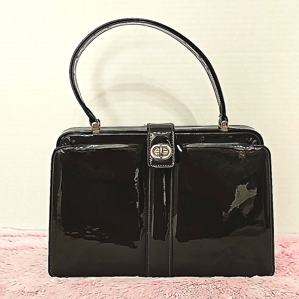 Vintage Patent Dark Brown Handbag 👜